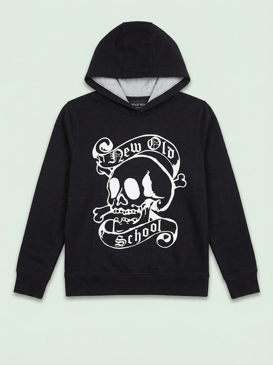 Boys BRANDED Pullover Hoodie with "New Old School" Graphic Print