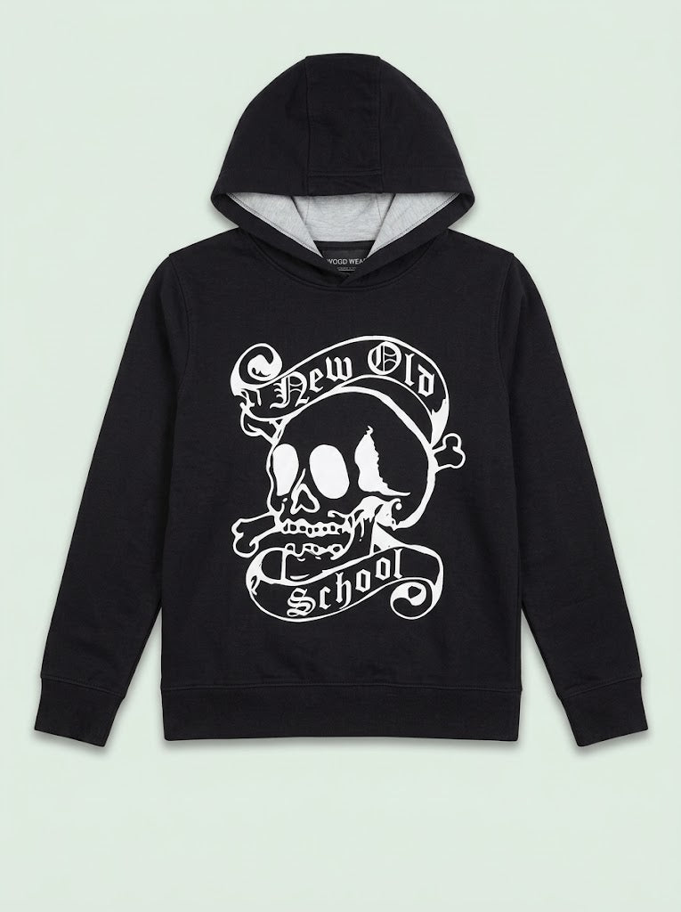 Boys BRANDED Pullover Hoodie with "New Old School" Graphic Print