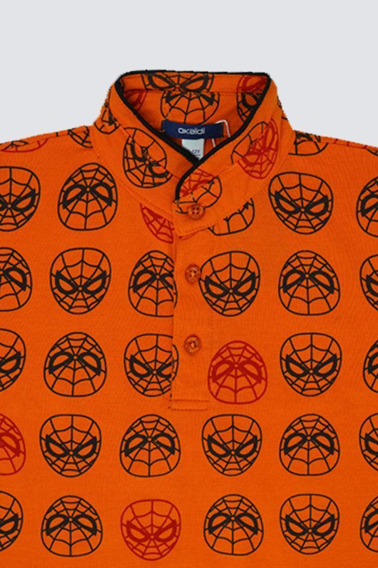 OKAIDI ALL OVER SPIDER MAN FACE PRINT T-SHIRT