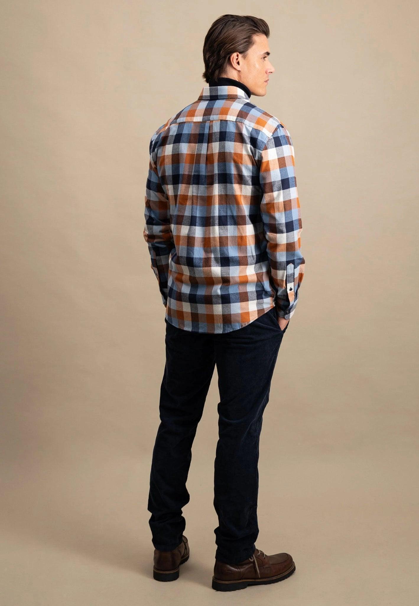 FYNCH-HATTON CHECKED COTTON FLANNEL SHIRT