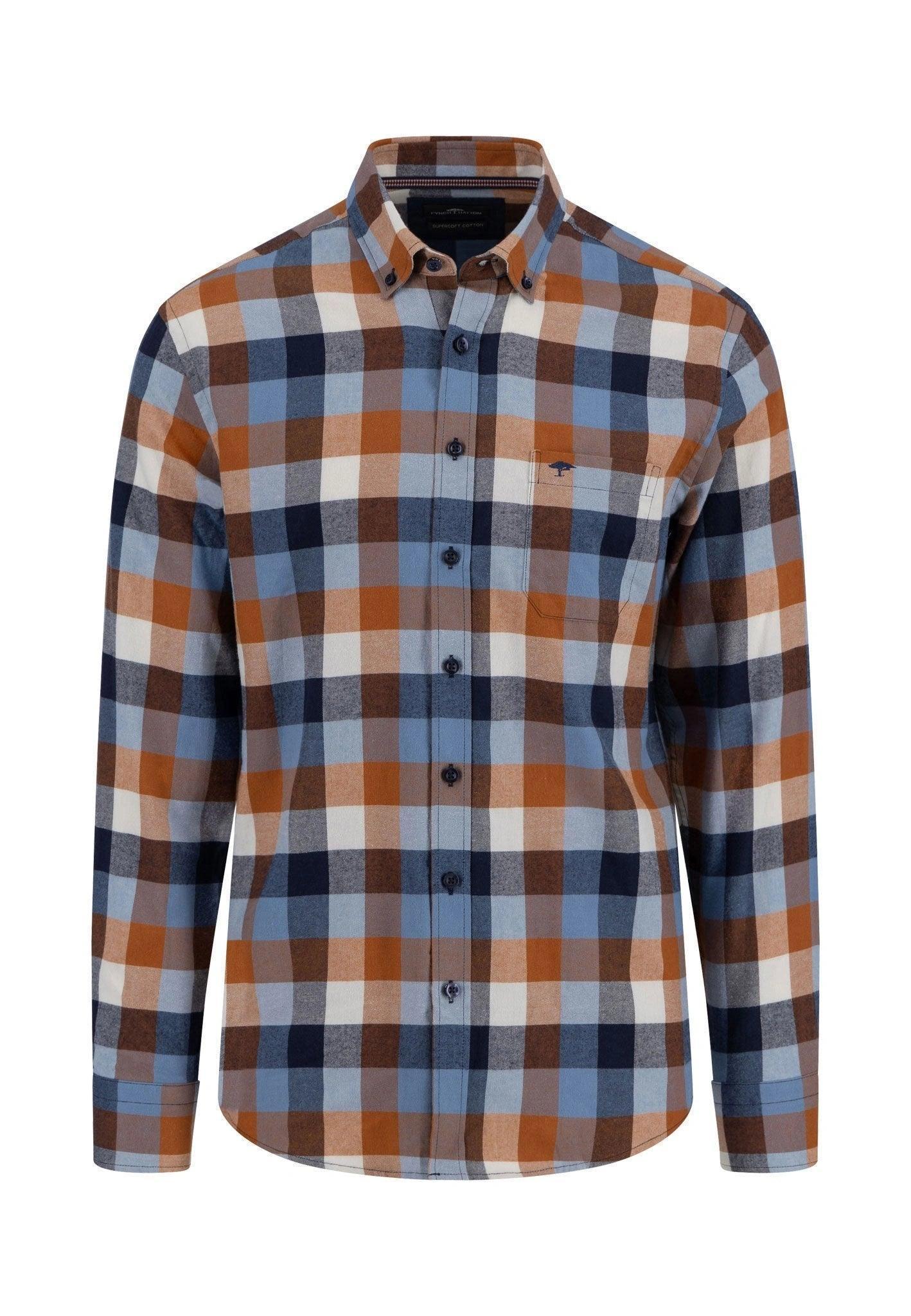 FYNCH-HATTON CHECKED COTTON FLANNEL SHIRT