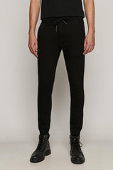 Men's jogger jeans in black knitted denim