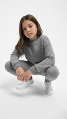 ZR لڑکیوں کا سیٹ سویٹ شرٹ کے ساتھ حروف اور leggings بھڑک اٹھنا 