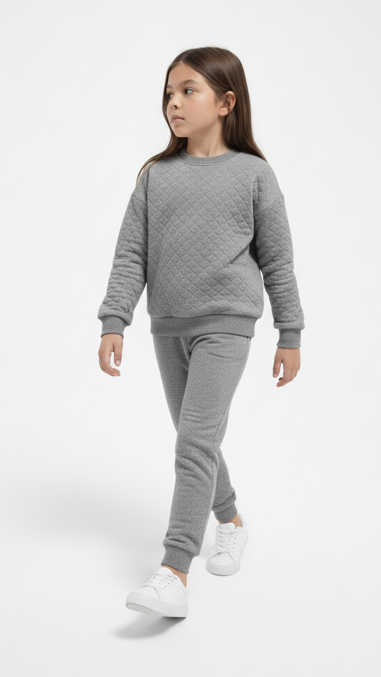 ROADWEAR GIRLS Textured Sweat shirt and Trouser Suit