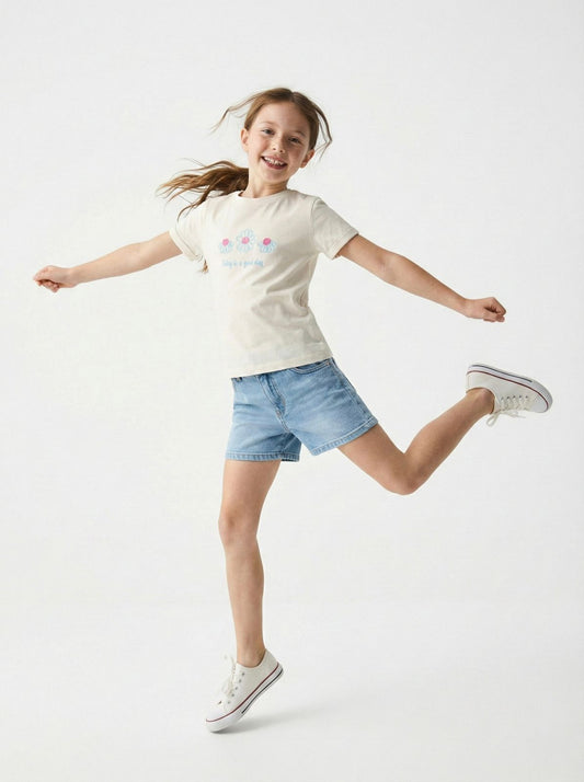 NAME IT Girls Glittered Embroided Sunflower Tee