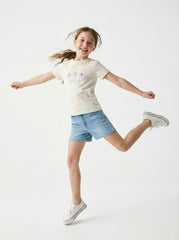 NAME IT Girls Glittered Embroided Sunflower Tee