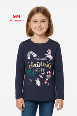 Girls Long Sleeved top in printed cotton jersey