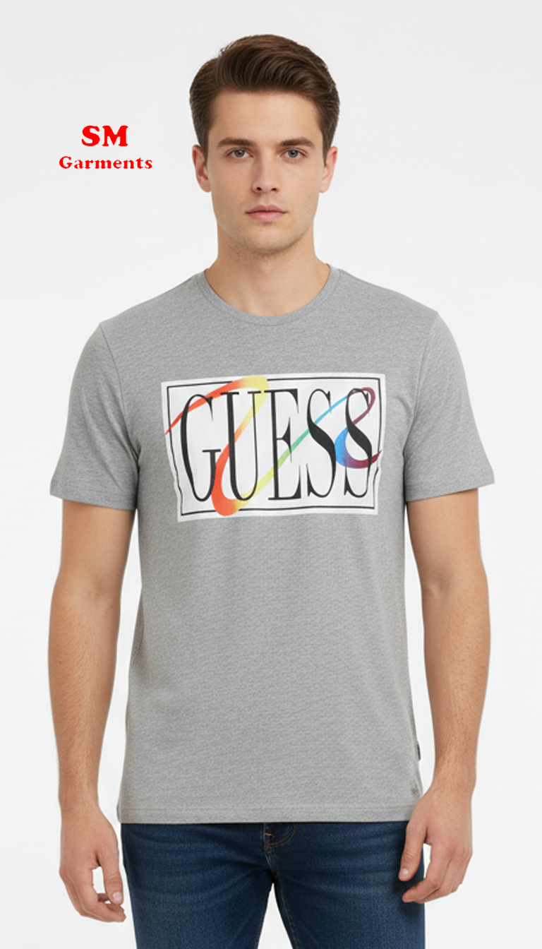 GUESS MENS LOGO PRINTED T-SHIRT
