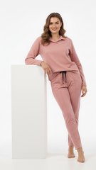 OYSHO WOMEN FLORAL EMBROIDED COLLAR T SHIRT AND TROUSER SET