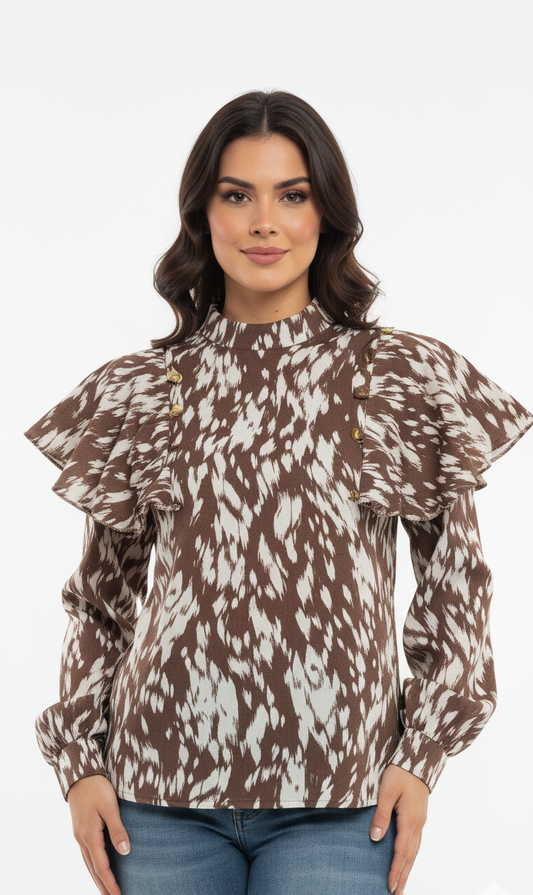 UOMOLILAI WOMEN FANCY PRINTED TOP