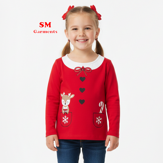 RED BOW PRINTED TSHIRT