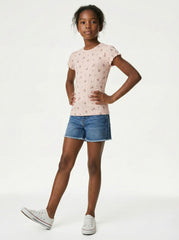 NAME IT Girls Textured Floral Printed Tee