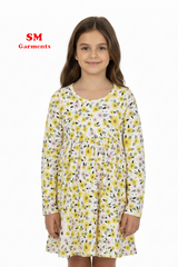 Fagottino by OVS Girls Yellow & Pink Floral Long Sleeve Dress