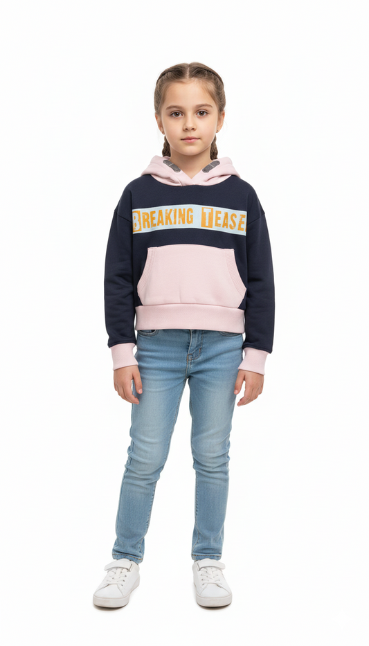 ROADWEAR GIRLS TWO TONE CROP LENGTH HOODIE