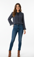 SUZANNE BETRO WOMEN BLUE POLKA DOT TOP