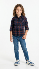 H&M L.O.G.G Girls Winter checkered Shirt With Logo