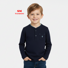 OKAIDI OBAIBI T-shirt with Tunisian collar in solid color flamé organic cotton for boy