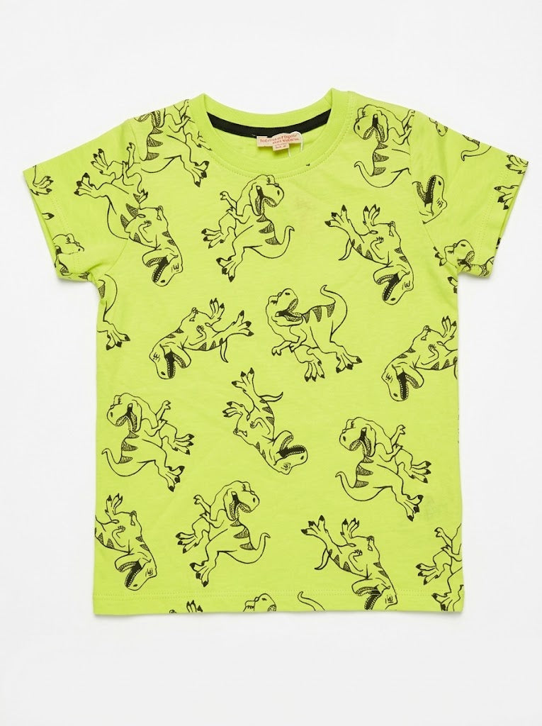 DPARIEL BOYS' Lime Green Dinosaur Print Short-Sleeve T-Shirt| SM GARMENTS