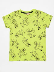 DPARIEL BOYS' Lime Green Dinosaur Print Short-Sleeve T-Shirt| SM GARMENTS