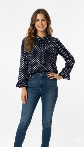 SUZANNE BETRO WOMEN BLUE POLKA DOT TOP