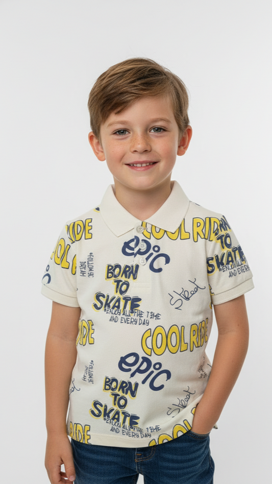 JUNIOR Boys Graphic Printed Polo Shirt