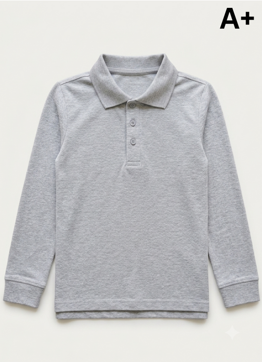 YOUTH A+ GIRLS GREY MARL POLO