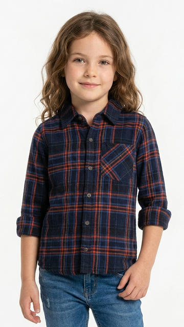 H&M L.O.G.G Girls Winter checkered Shirt With Logo