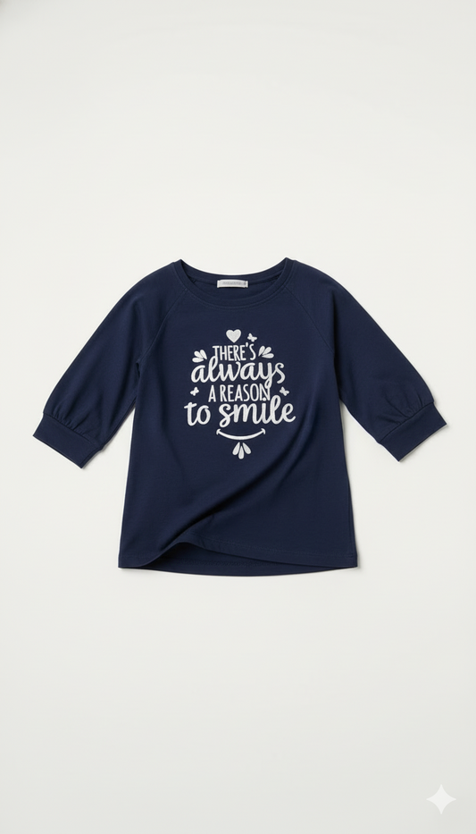 NAME IT Girls 3 Quarter Sleeves Printed T Shirt