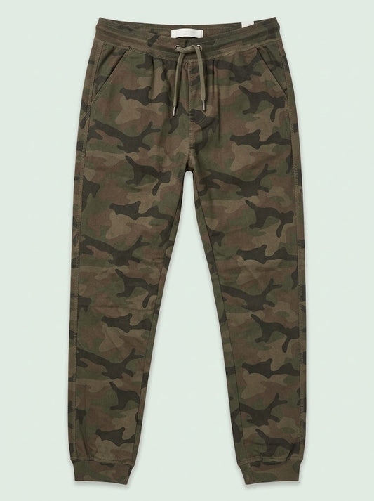Boys' Casual Cotton-Blend Fleece Camouflage Joggers – Green/Multi