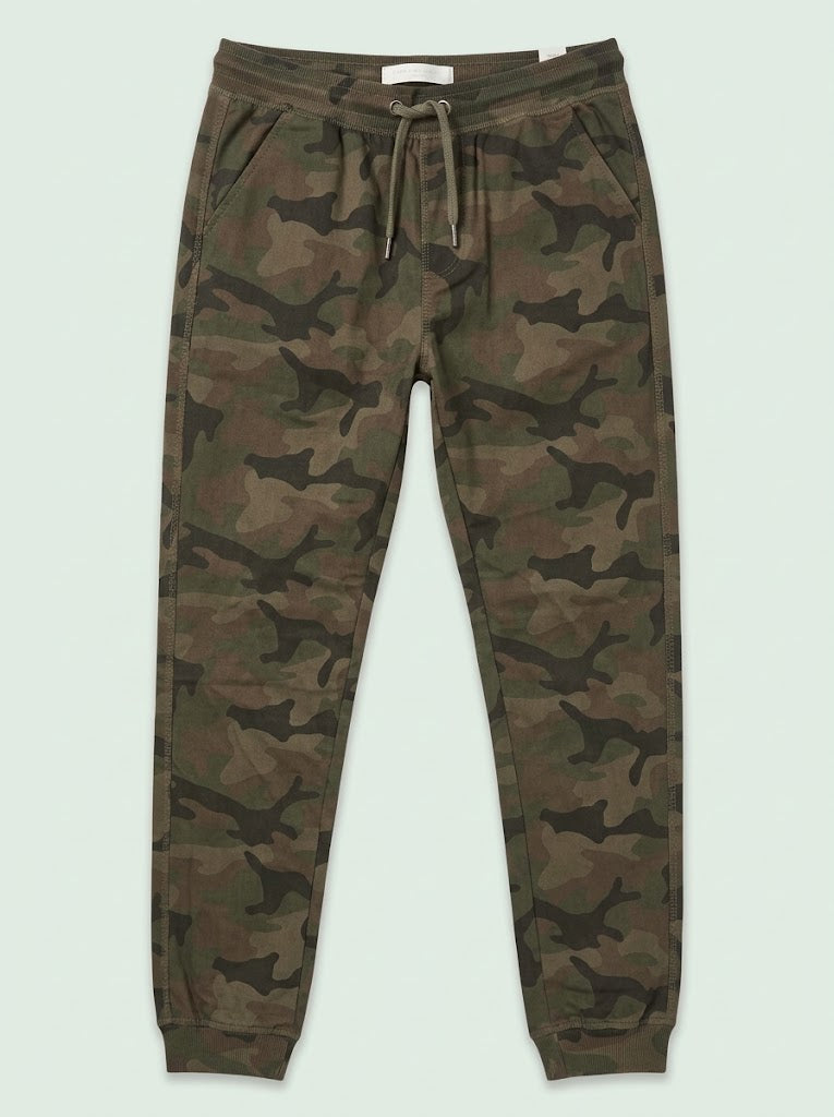 Boys' Casual Cotton-Blend Fleece Camouflage Joggers – Green/Multi
