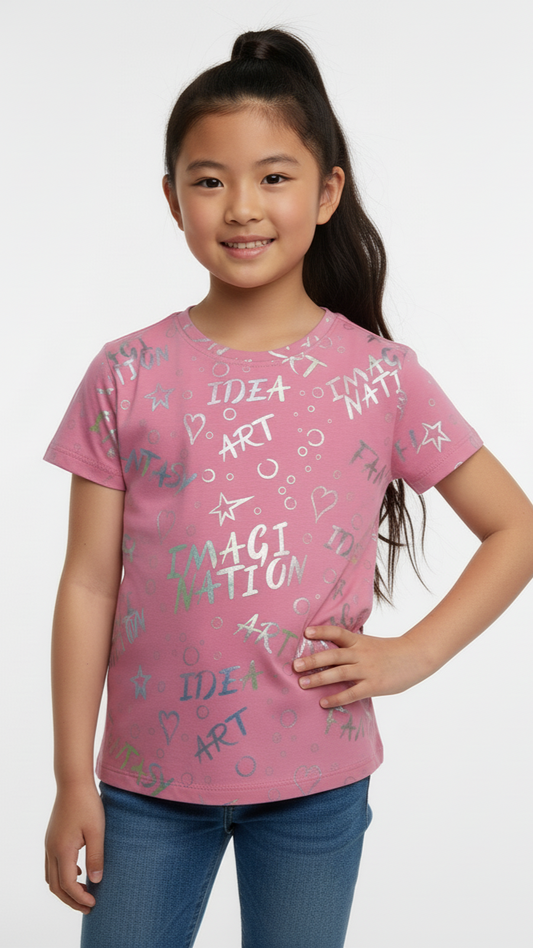 M&S Girls Metallic Print T Shirt