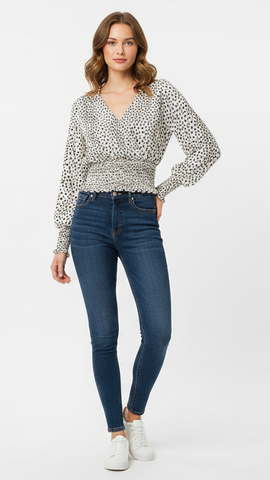 ELINGS WOMEN BLACK & WHITE CHEETAH PRINT TOP