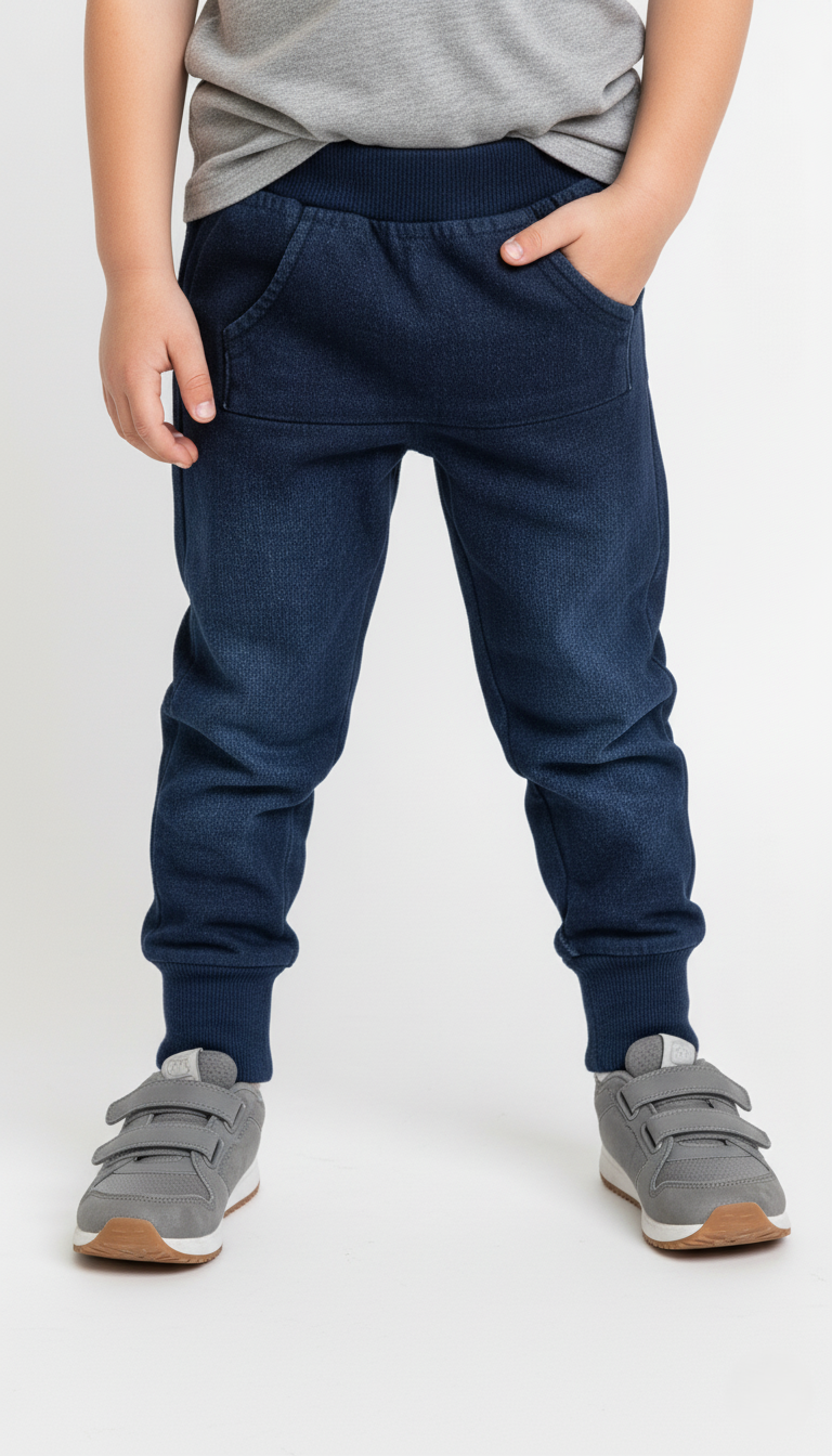 MYCHICCO KIDS KANGAROO POCKET NAVY TEXTURED TROUSER
