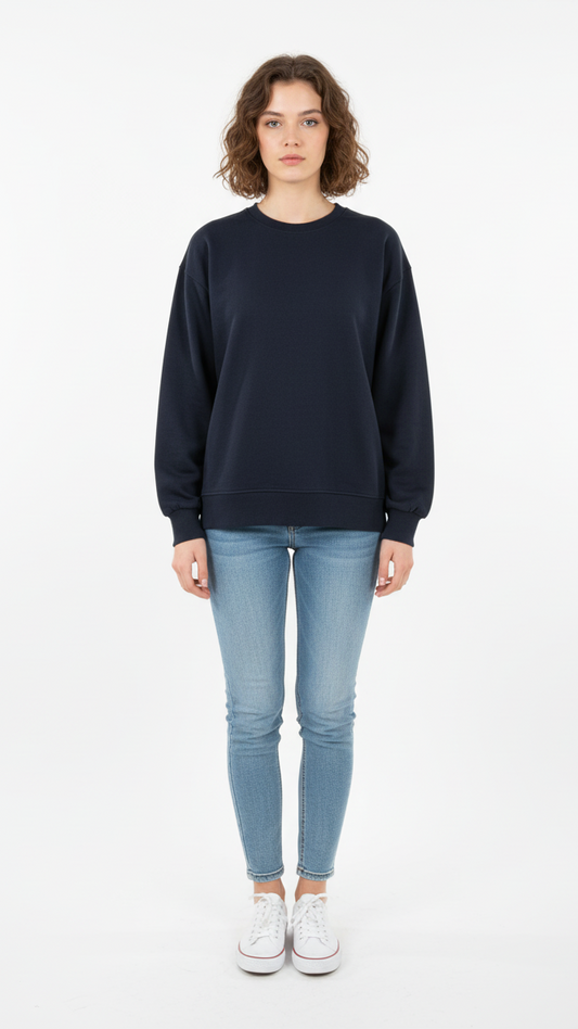 WOMENS BASIC NAVY BLUE SWEATSHIRT