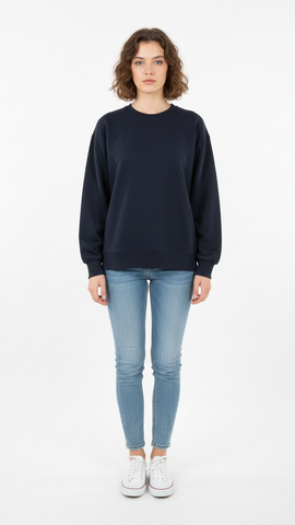 WOMENS BASIC NAVY BLUE SWEATSHIRT