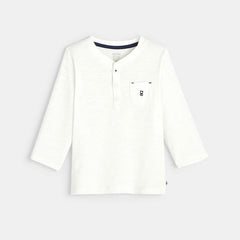 OKAIDI OBAIBI T-shirt with Tunisian collar in solid color flamé organic cotton for boy