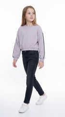 ROADWEAR Girls Cropped Stripped Sweatshirt