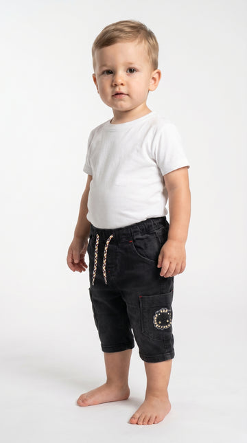 PRENATAL BOYS DENIM CARGO EMBROIDED 3 QUARTERS SHORTS