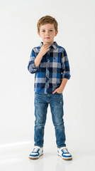 H&M L.O.G.G Boys Checkered Shirt With Logo