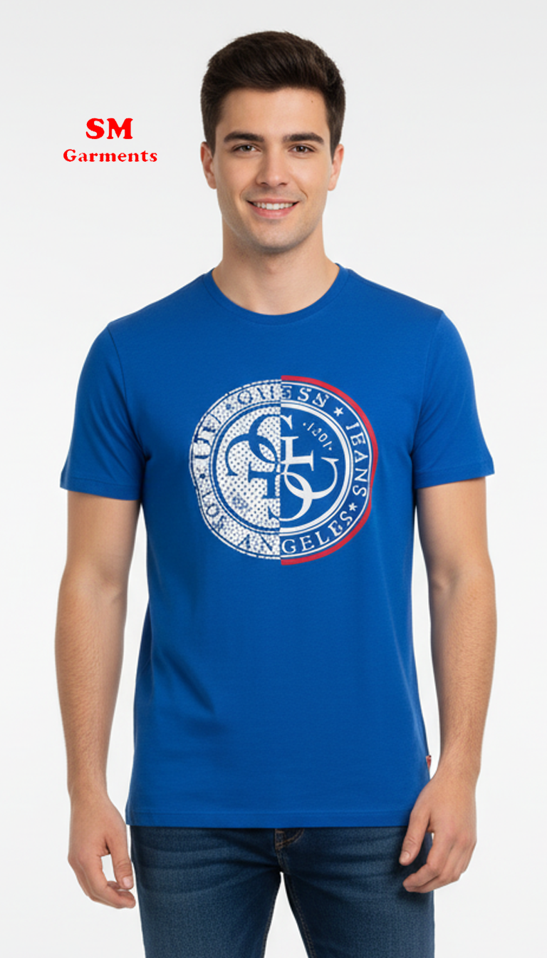 GUESS MENS GOTHIC  LOGO PRINTED T-SHIRT