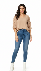 SHEIN WOMEN V NECK FANCY SLEEVES TOP