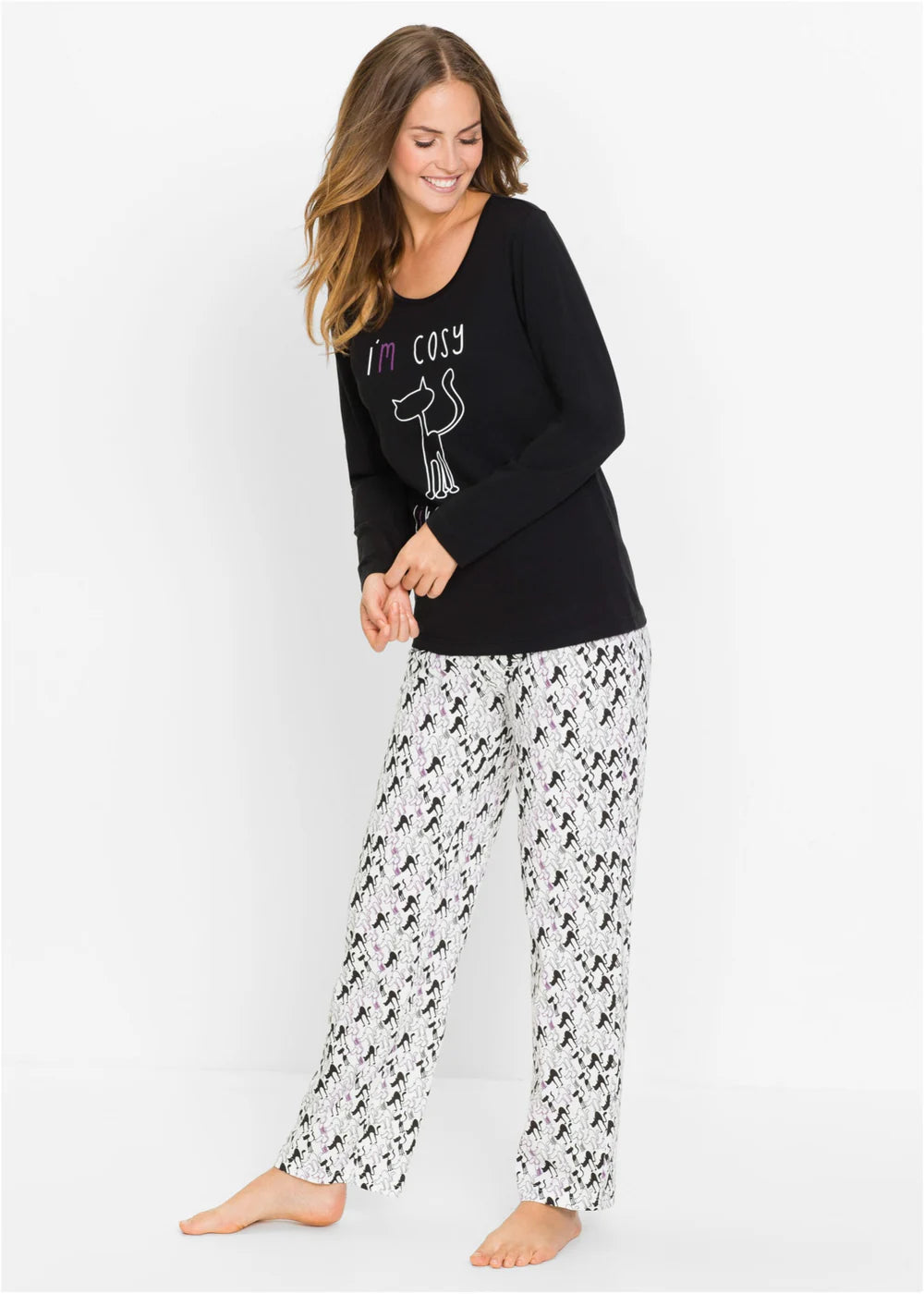 Bonprix Cat Printed Night Suit