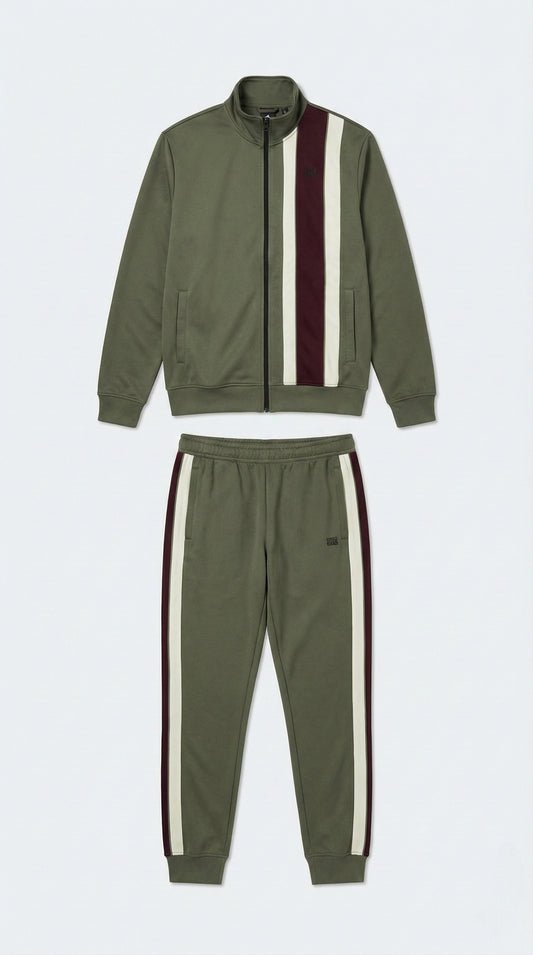 ڈی اینڈ جی مینز اسٹائلش دھاری دار خاکی سبز ٹریک سوٹ