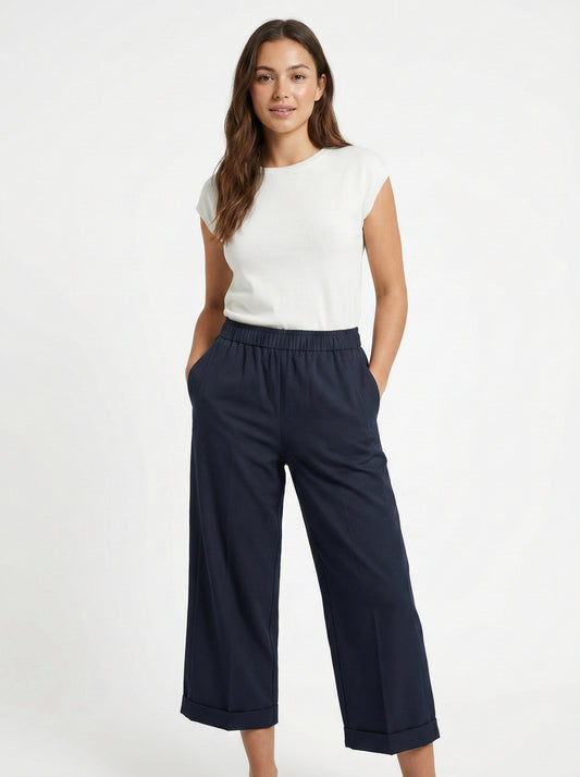 XINYASHIBEINI WOMENS NAVY RELAXED FIT TROUSER
