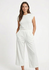 XINYASHIBEINI WOMENS CREAM RELAXED FIT TROUSER