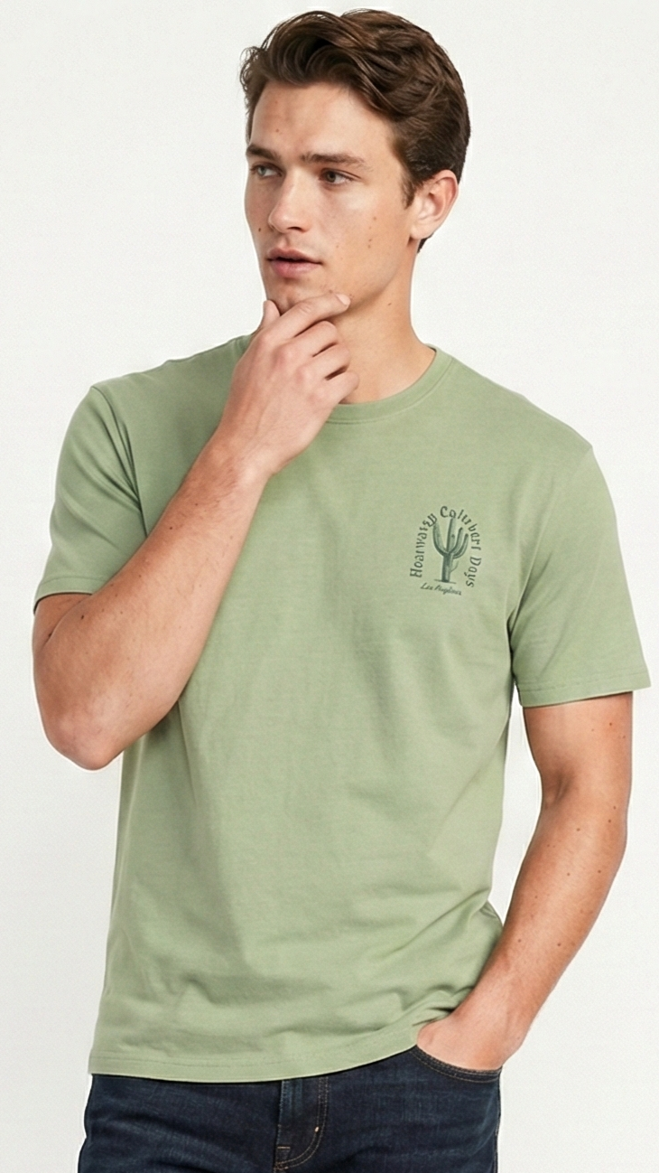 ON Mens Vintage Washed Cactus Graphic T Shirt