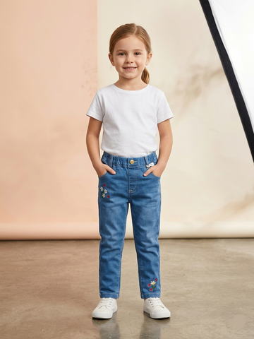 Prenatal Girls Embroidery Denim