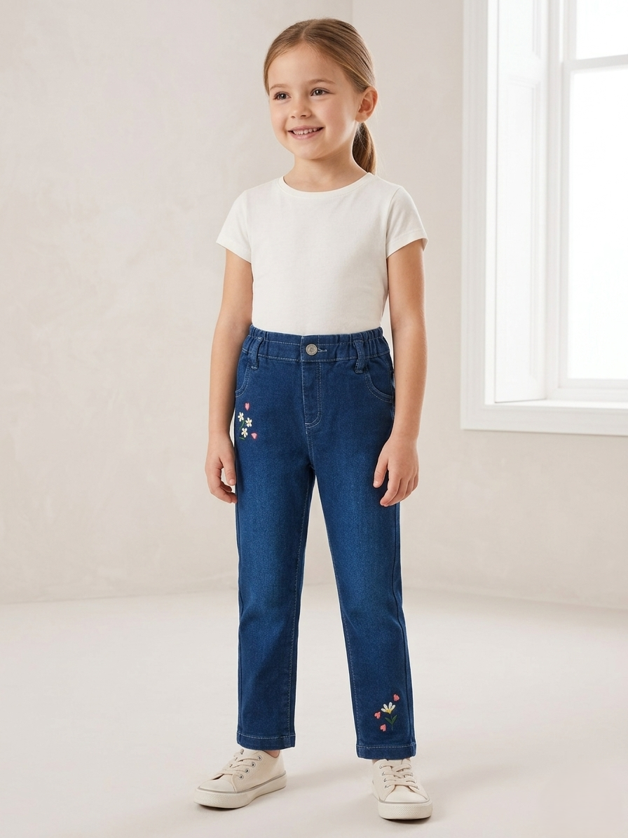 Prenatal Girls Embroidery Denim