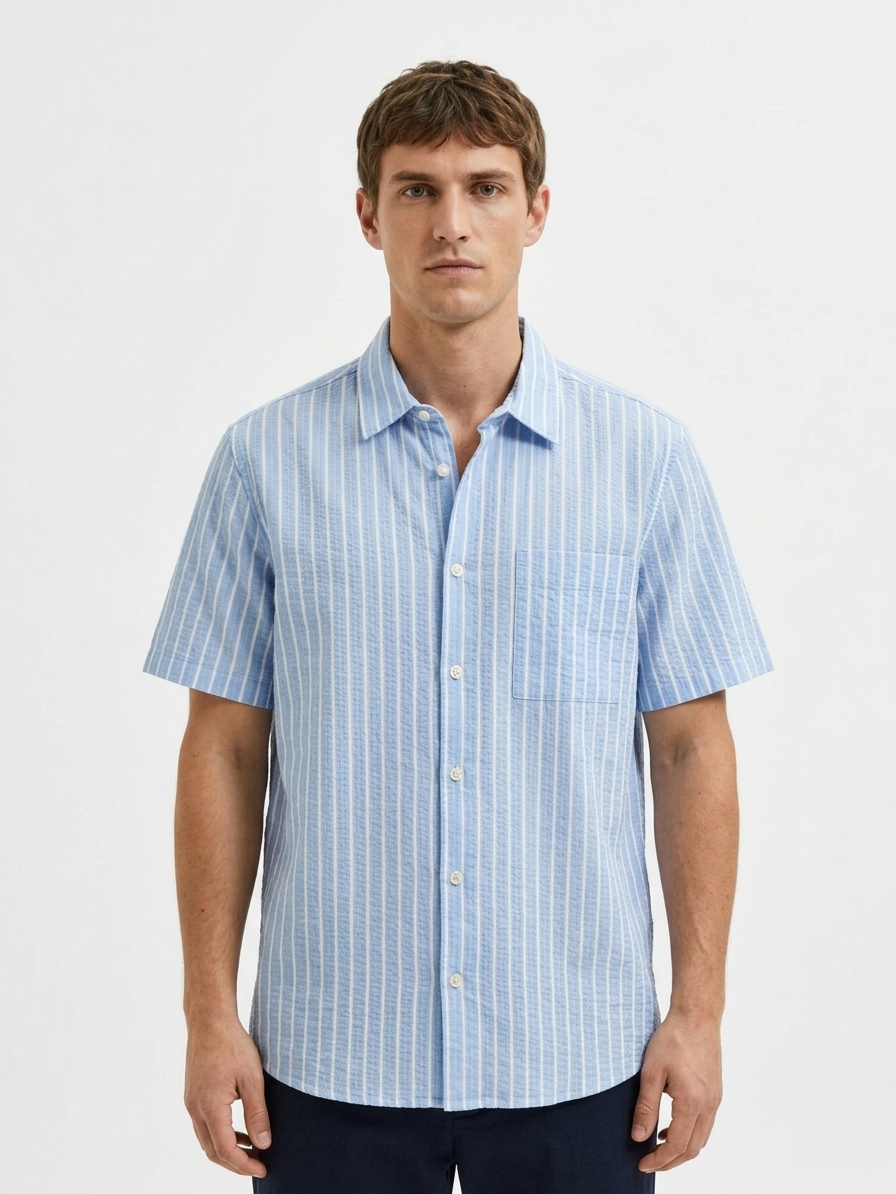 Selected Homme Men Cashmere Cotton Blend Shirt