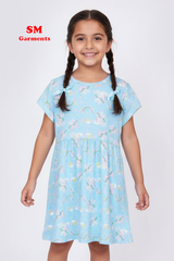 GIRLS CUTE UNICORN THEME PRINTED DRESS